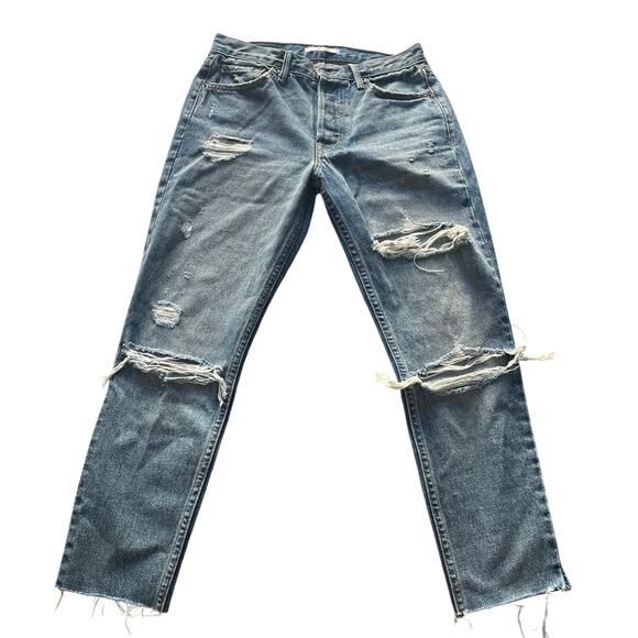 GIRLFRIEND Karolina 26 Petite Distressed Straight Leg Jeans A Little More Love - Picture 2 of 8